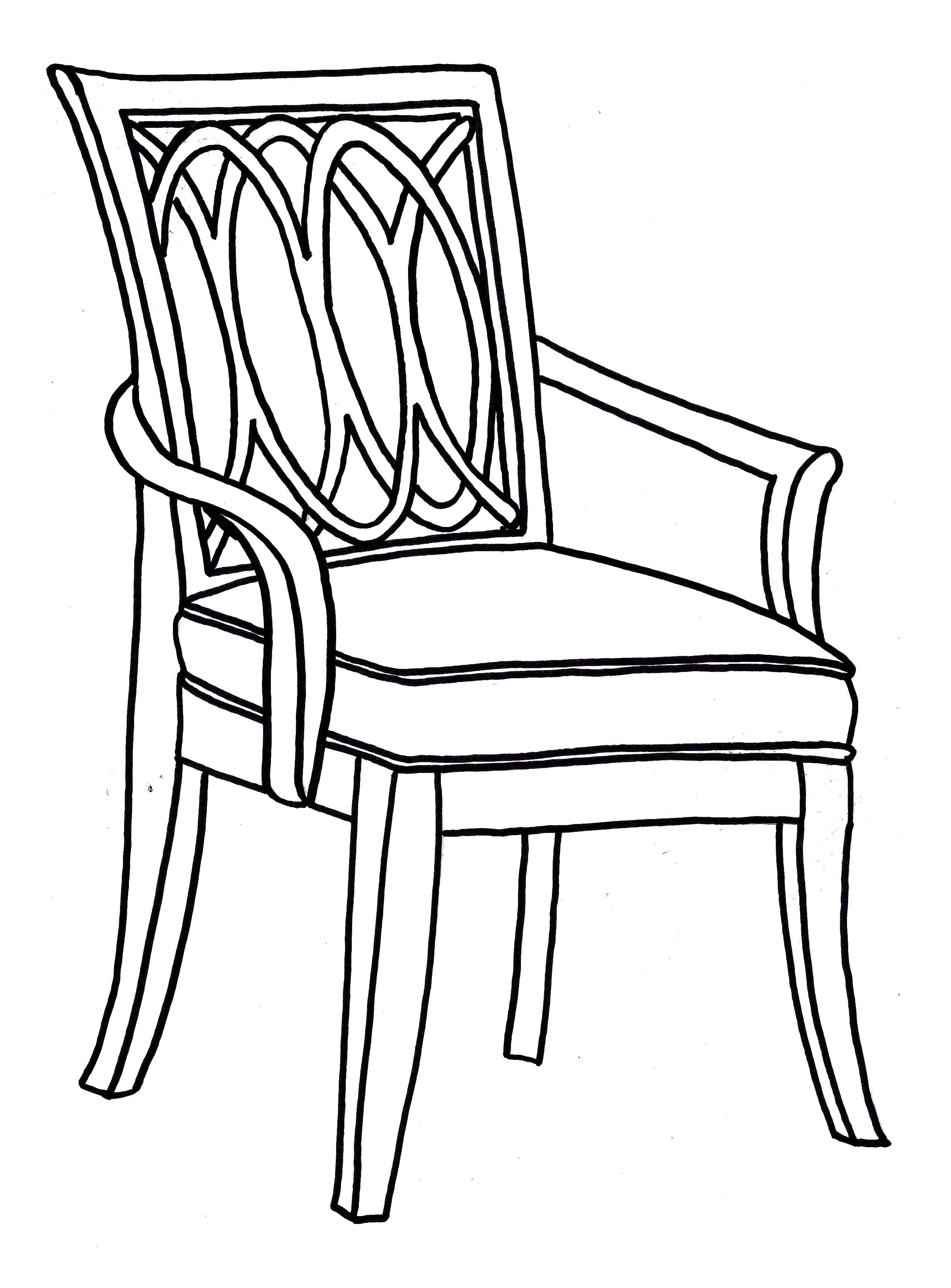 A line drawing of a dining room chair