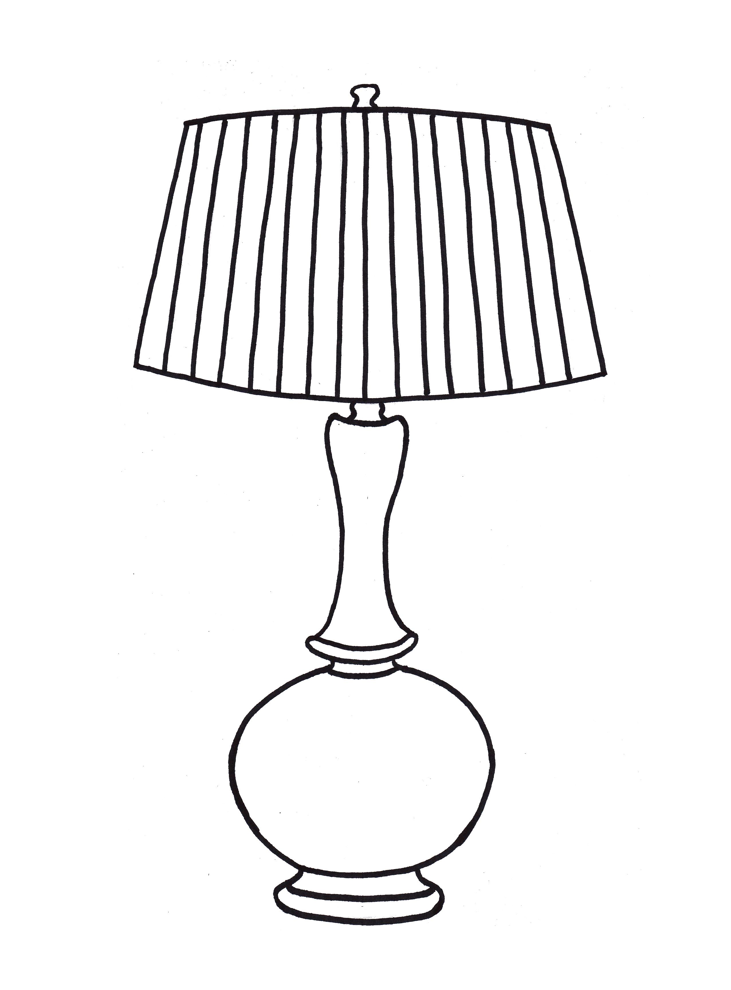 Interior design drawing of a table lamp