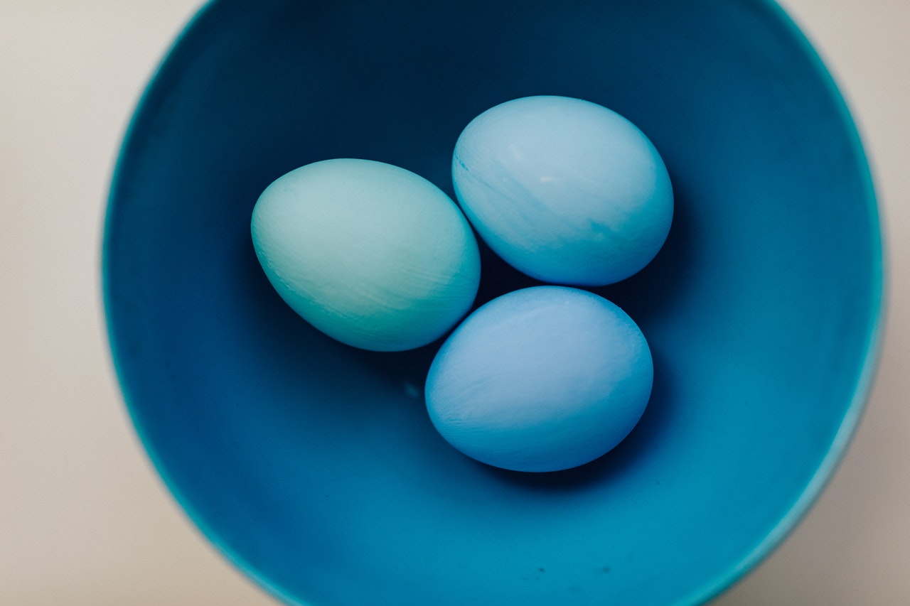 Eggshell paint has the same sheen as eggshells, even in blue