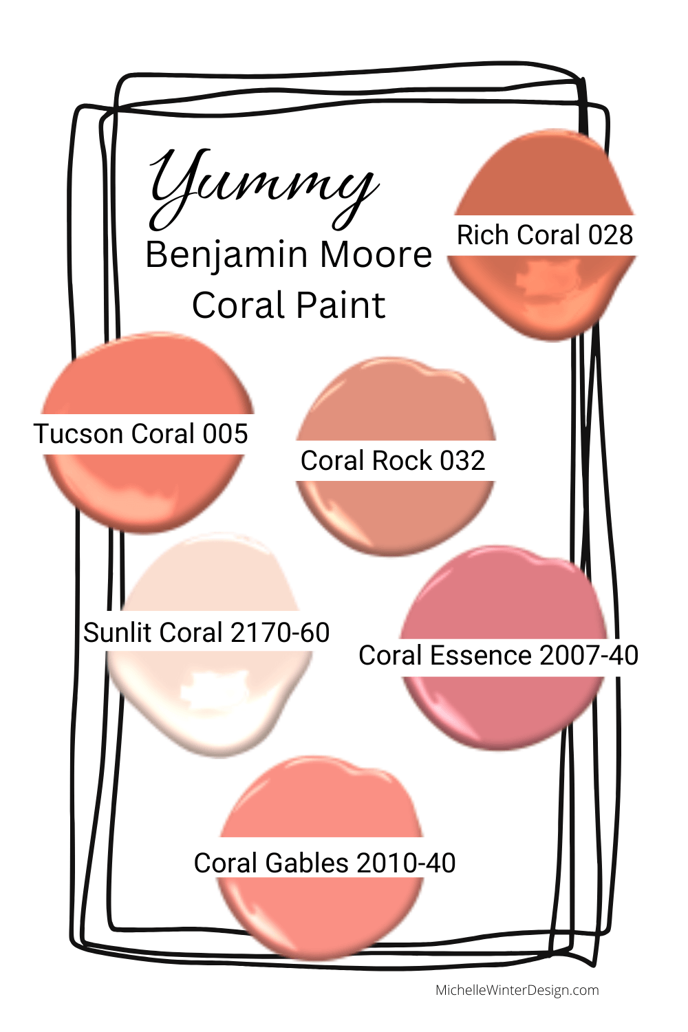 A variety of coral colored paint from Benjamin Moore