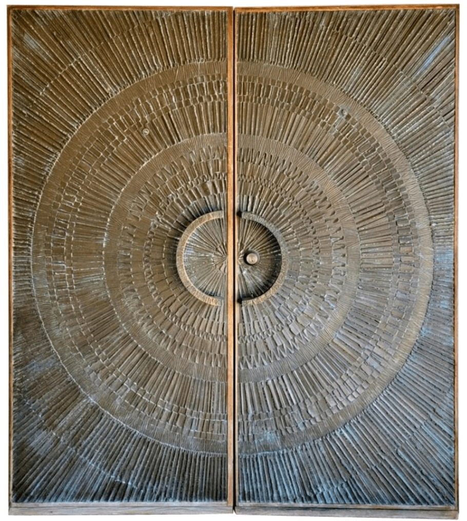 Unique mid-century sunburst bronze doors