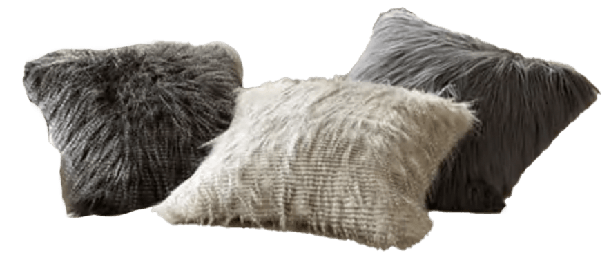 Gray square furry pillows